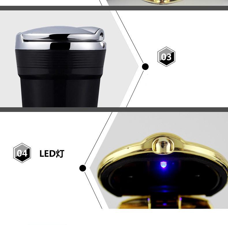 Universal Car Ashtray With Led Lights With Cover Creative Personality