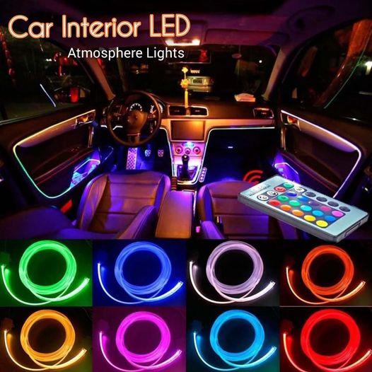Car LED Strip Lights 4pcs 48 LED Multicolor Music Car Interior Atmosphere Lights