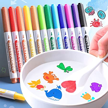 12 Color Magical Water Painting Pen with Ceramic Spoon