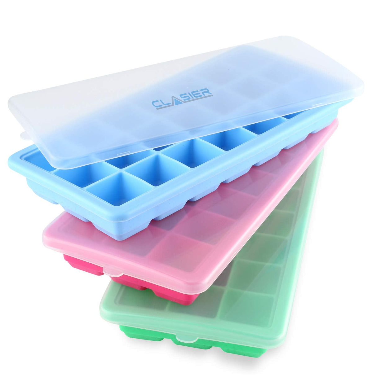CH Ice Cube Tray 12 Holes Square with Lid & Bottom Rubber in Random Color