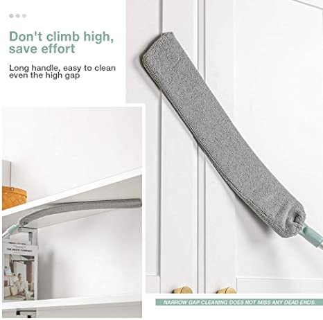 Microfiber Duster,Adjustable Bedside Dust Brush Long Handle Mop