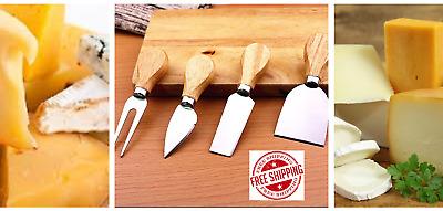 4 Pcs Cheese Knife Set with Bamboo Handle