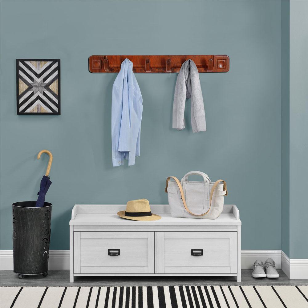 Wall Mount 6 Hooks Wood Style Cloth Hook Pack of 2