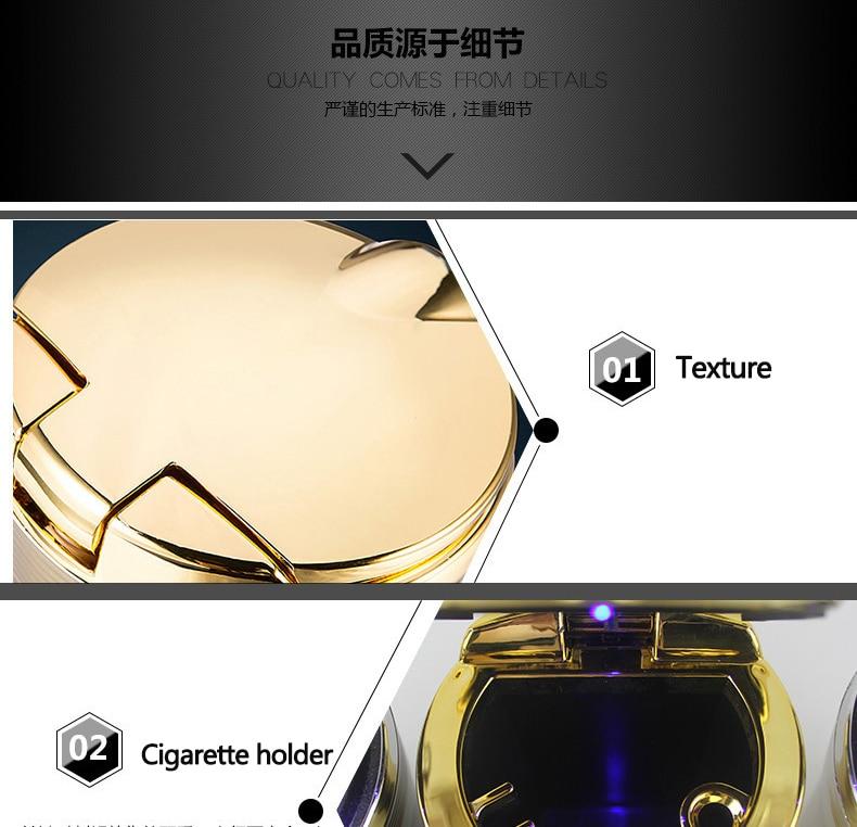 Universal Car Ashtray With Led Lights With Cover Creative Personality