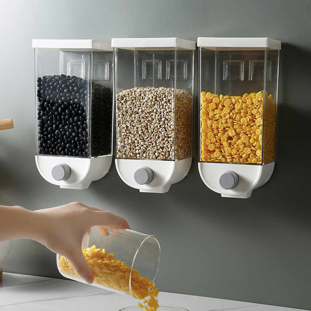 Kitchen Food Storage Container Cereal Dispenser Oatmeal Wall Mounted