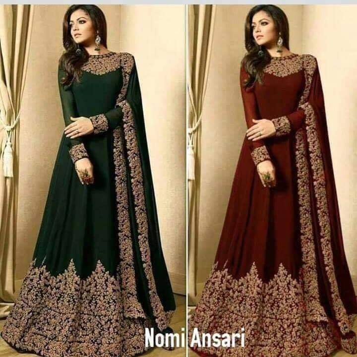 Chiffon embroidery Indian Maxi available on 4 colour