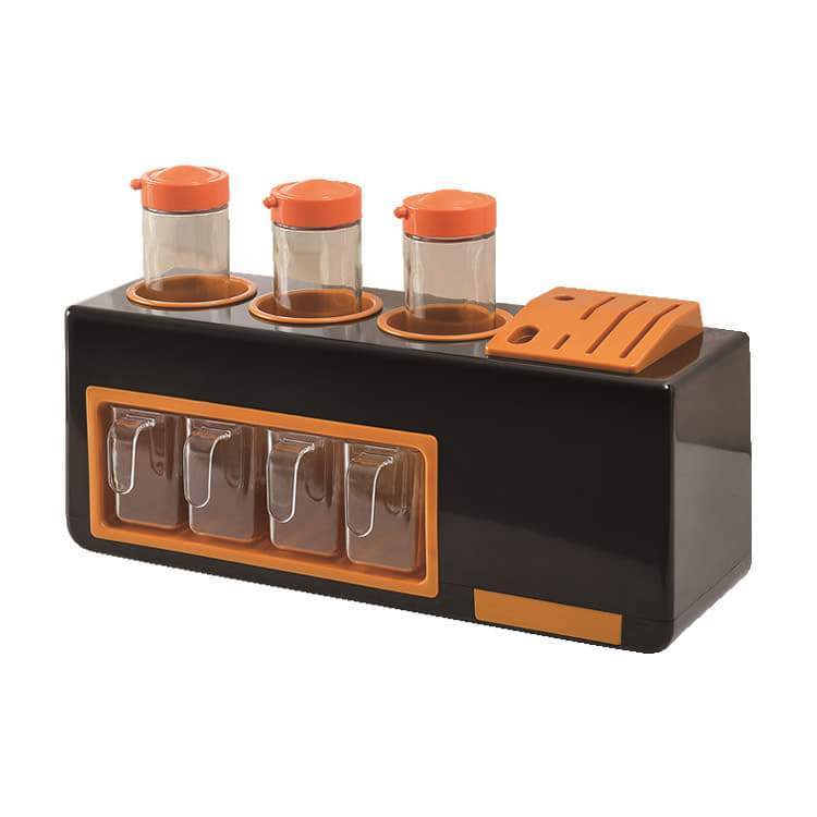 All in One Spice Rack and Bottle Holder Set – Black