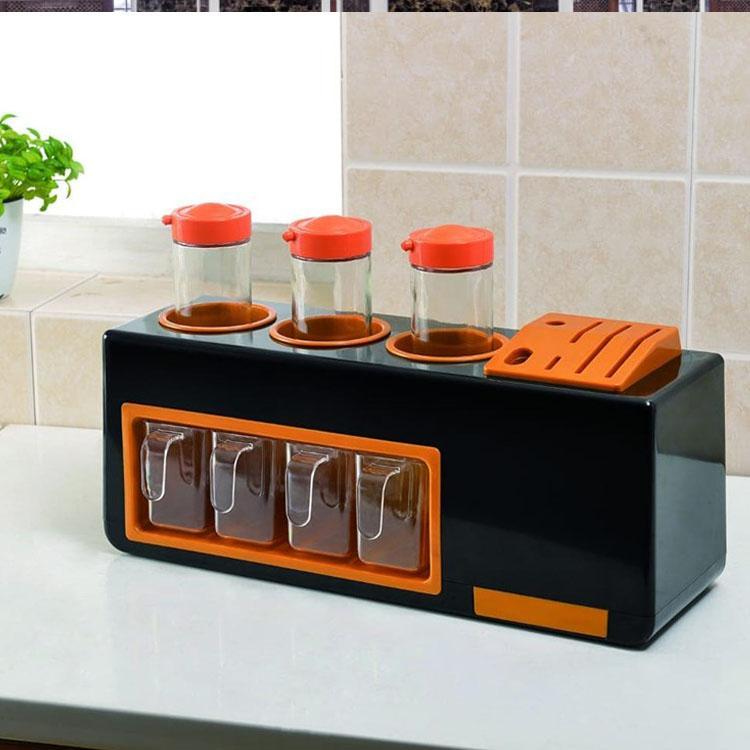 All in One Spice Rack and Bottle Holder Set – Black