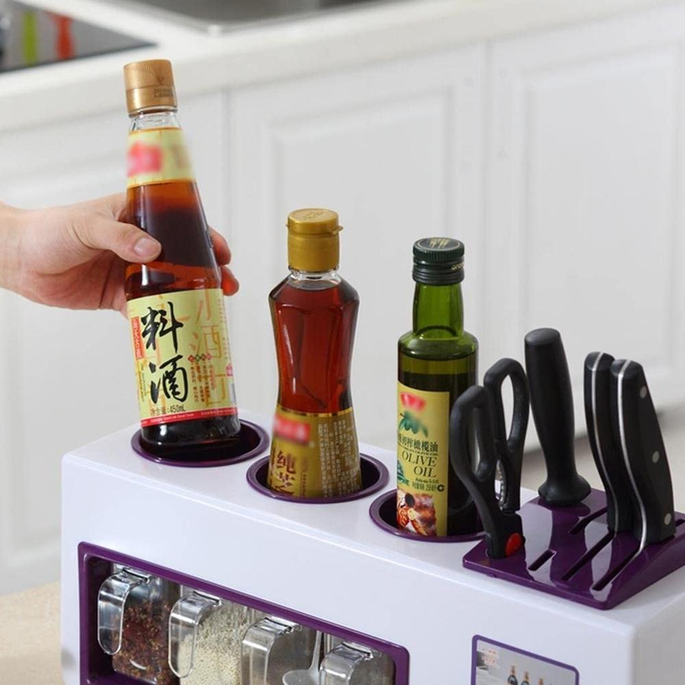All in One Spice Rack and Bottle Holder Set – Black