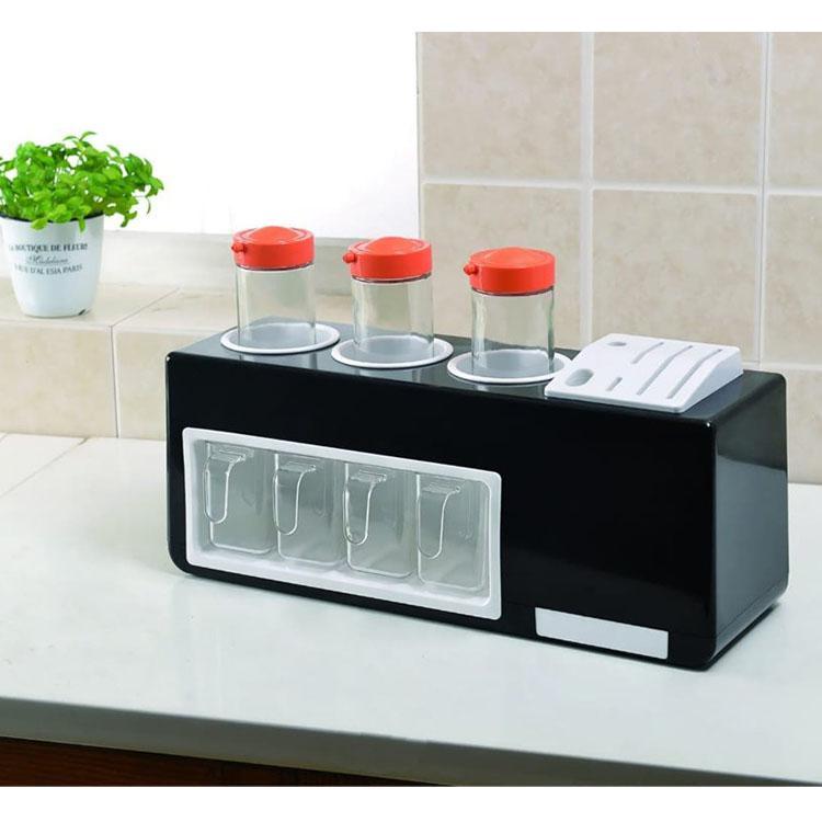 All in One Spice Rack and Bottle Holder Set – Black