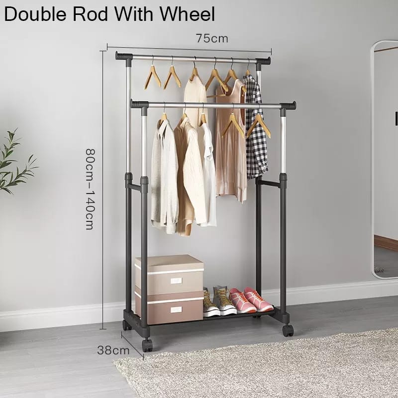 Lowes portable adjustable stainless steel rack clothes hanger pole
