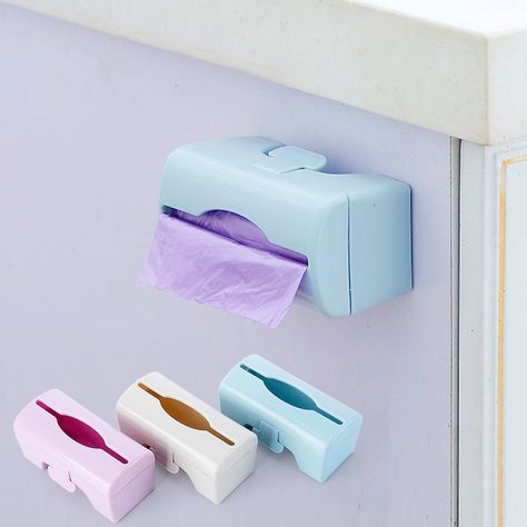 Wall Mounted Trash Garbage Bag Container Holder Plastic Storage Box Dispenser