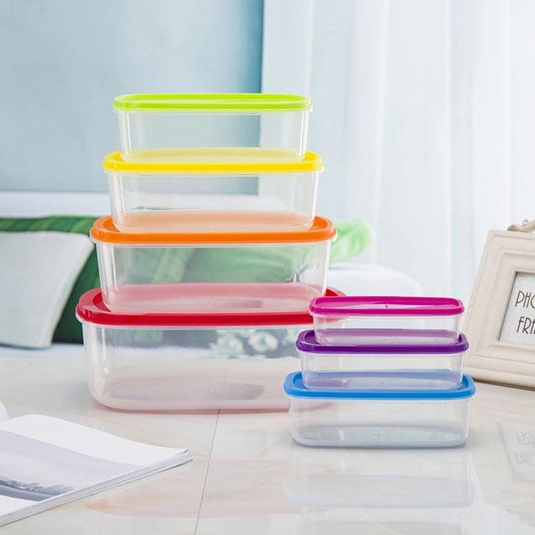 Set of 7 - Rainbow Plastic Containers - Multicolors