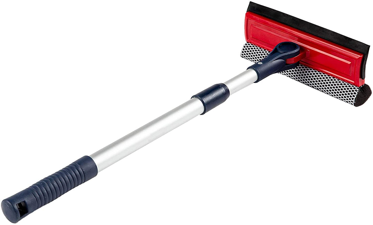 2-in-1 Window Cleaner Sponge and Soft Rubber Strip With Telescopic Extension Pole
