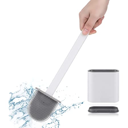 Toilet Silicone Brush and Holder Set for Bathroom