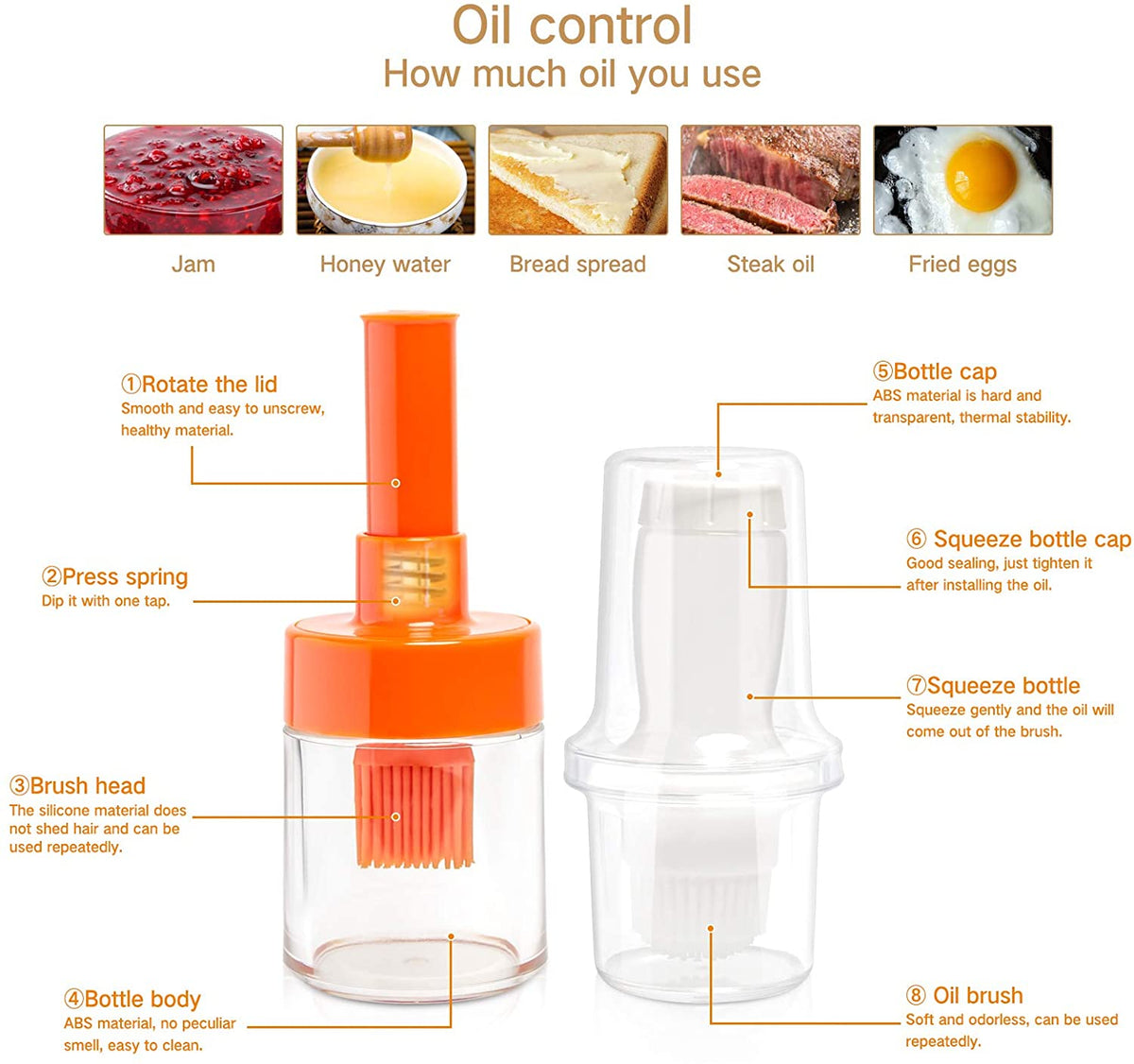 Oil Bottle With Silicone Brush Plastic Sauce Brush Sauce Distributor BBQ Oil Brush