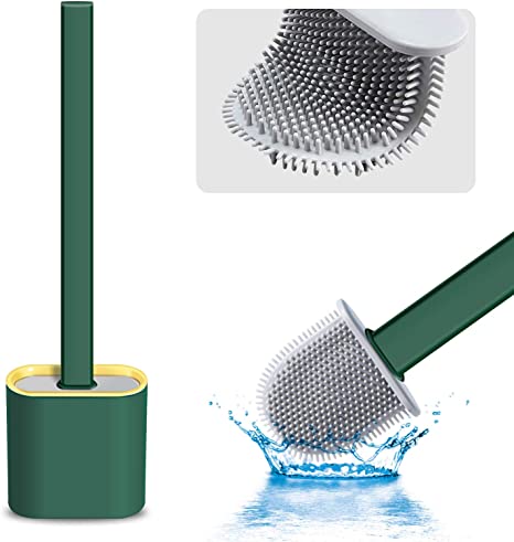 Toilet Silicone Brush and Holder Set for Bathroom