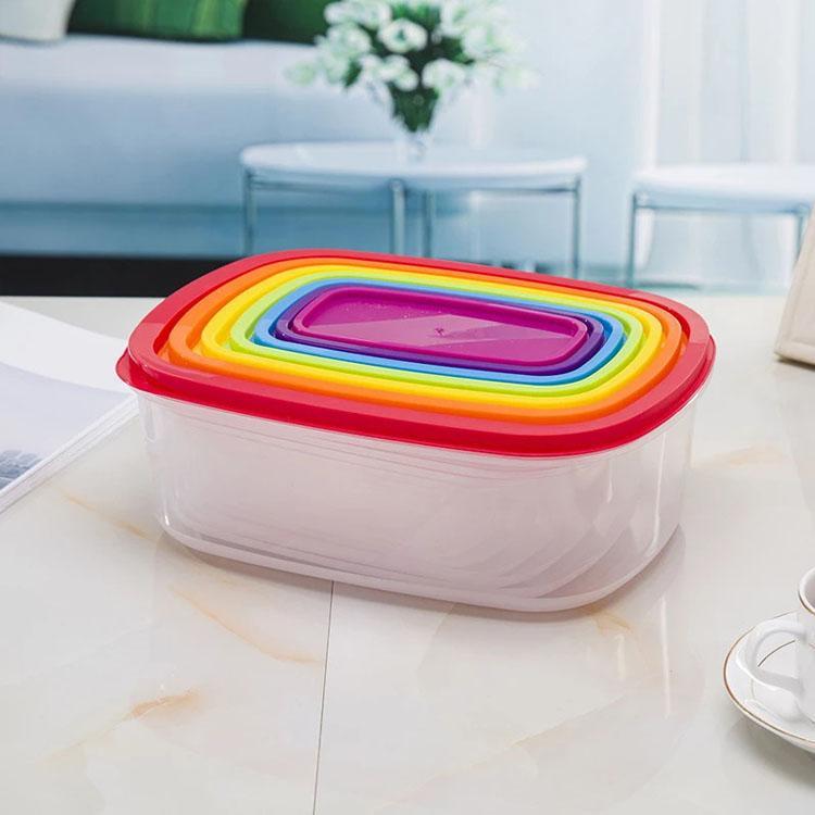 Set of 7 - Rainbow Plastic Containers - Multicolors