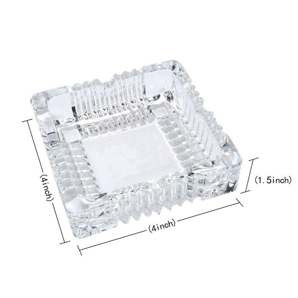 Glass Ashtray Square Crystal Heavy Smoke for Cigar Cigarettes