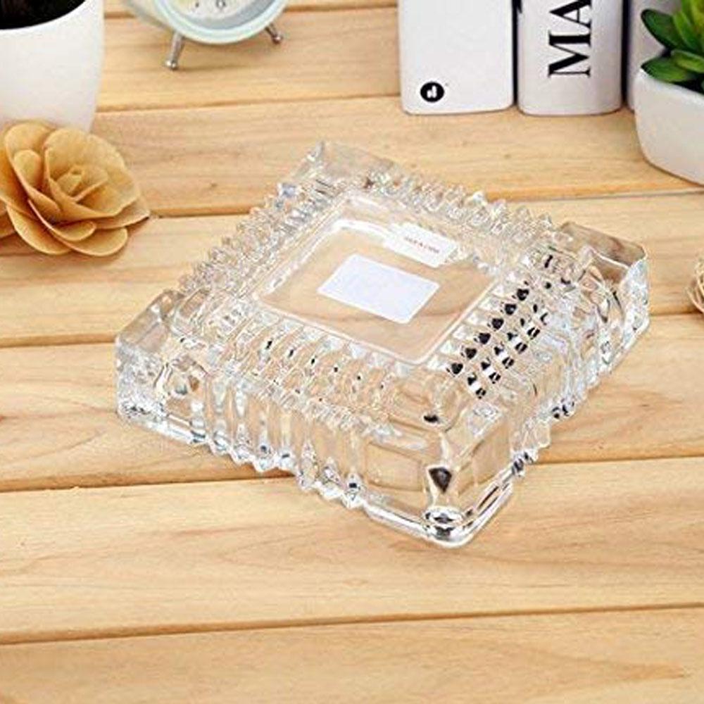 Glass Ashtray Square Crystal Heavy Smoke for Cigar Cigarettes