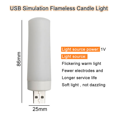 USB Atmosphere Light LED Flame Flashing Candle Lights Book Lamp For Power Bank Camping Lighting Cigarette Lighter Effect Light