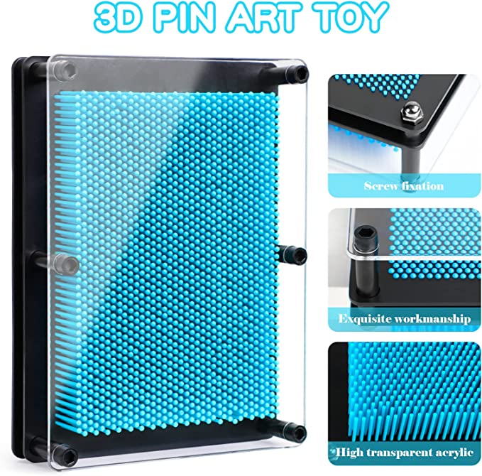 3D Pin Art Toy, Pin Art Board Pin Art Toy for Kids, Gifts Baby Girl Boy Gifts Fidget Toys(Blue)
