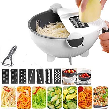 Multifunctional Rotate Vegetable Cutter With Drain Basket