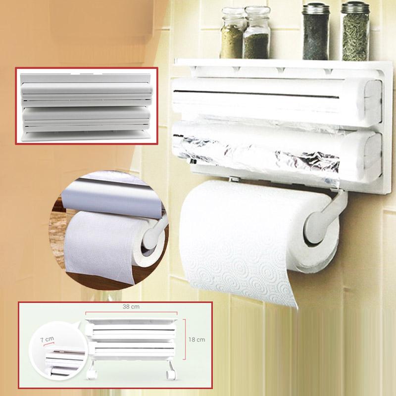 3-In-1 Kitchen Paper Roll Dispenser Holder Rack Storage For Paper Towel