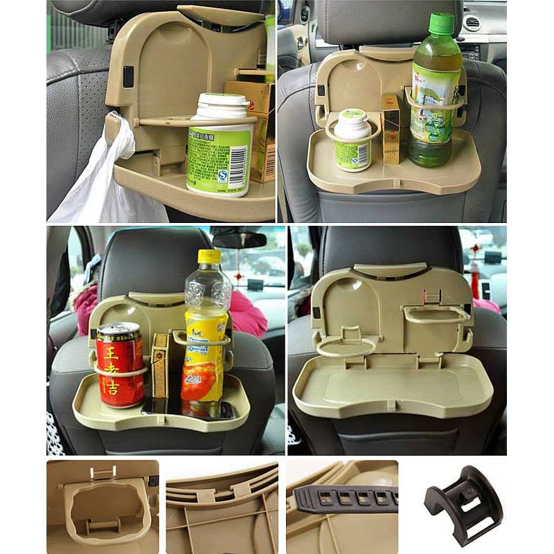 Portable Car Travel Dining Tray Organizer Beige Color