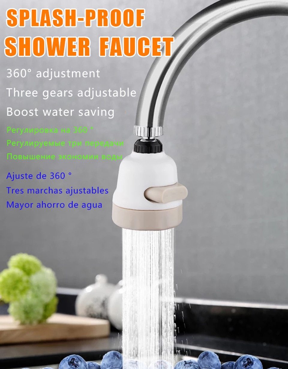 Splash Water Saving Shower Filter Tap for Kitchen Bathroom