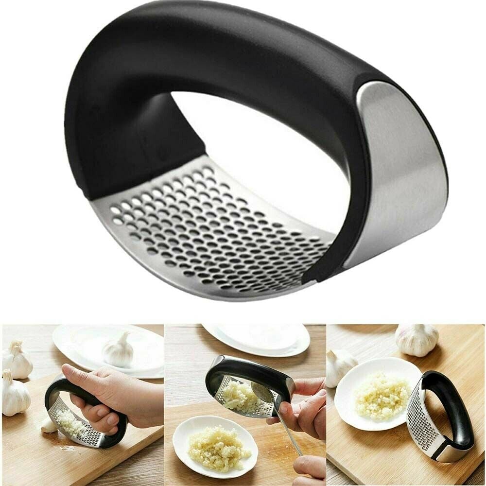 Manual Garlic Press Rocker with Handle Stainless Steel Garlic Crusher