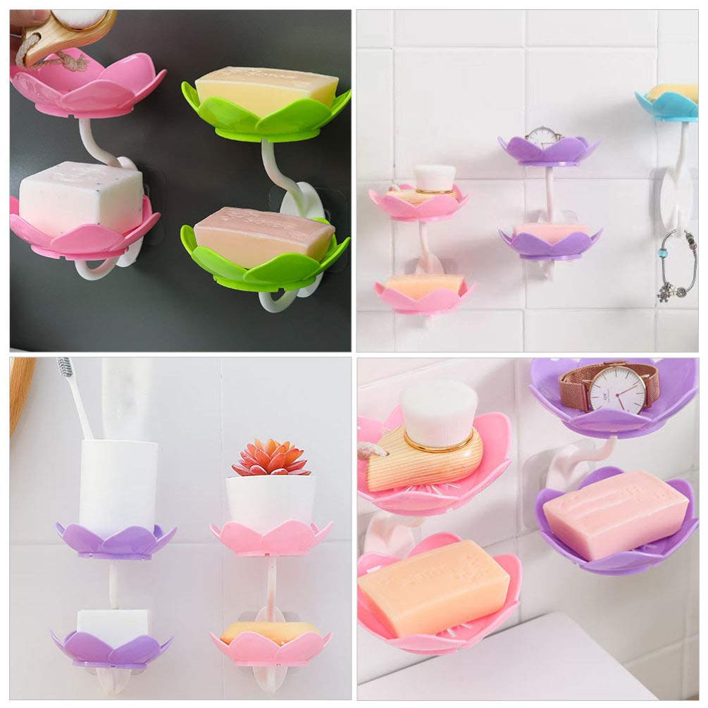 Wall-Mounted Drain Soap Box Double Layer Flower Shaped