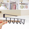 Cabinet Under Shelf 6 Hooks Iron Hanging Rack