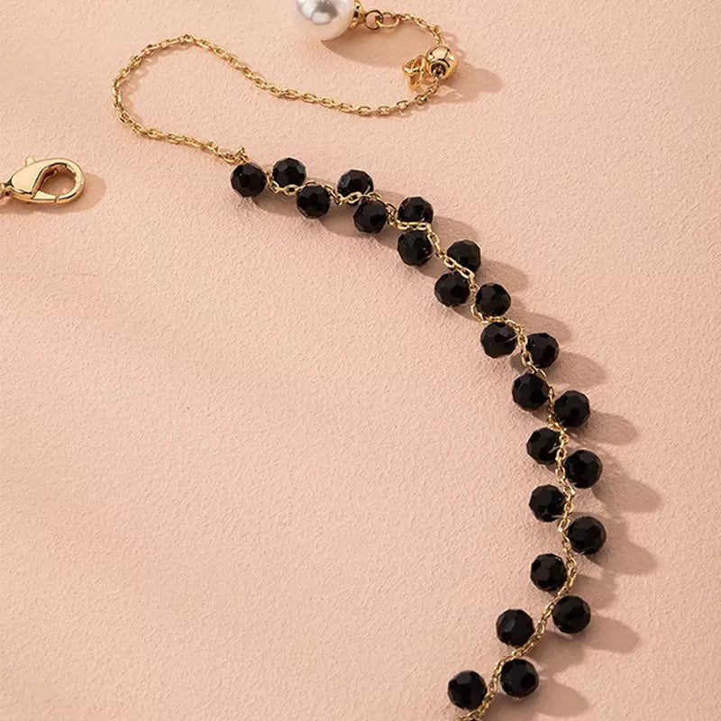 Fashion Luxury Black Crystal Glass Bead Choker Necklace For Women
