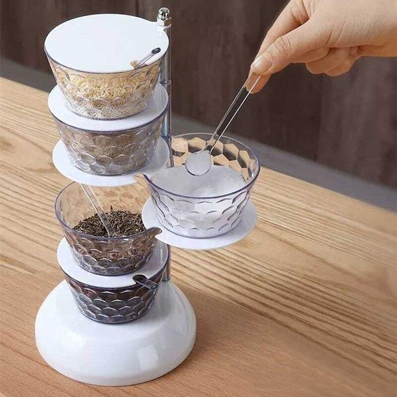 Rotating 5-Tier Kitchen Sugar Salt Pepper Spices Rack