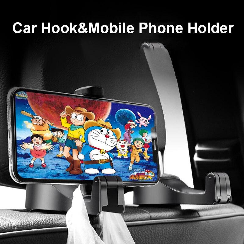 2 in 1 Car Headrest Hook with Phone Holder