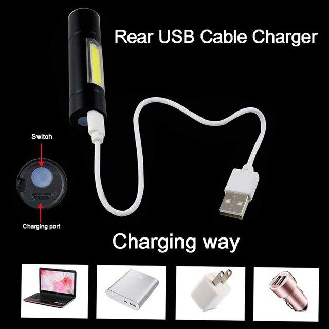 LED Rechargeable Flashlight Zoom able 3 Modes USB Charging Torch