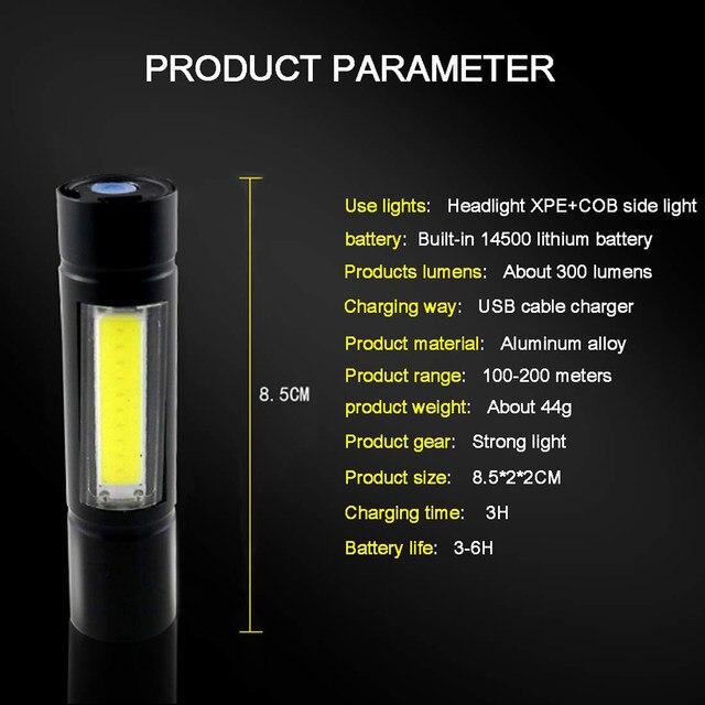 LED Rechargeable Flashlight Zoom able 3 Modes USB Charging Torch