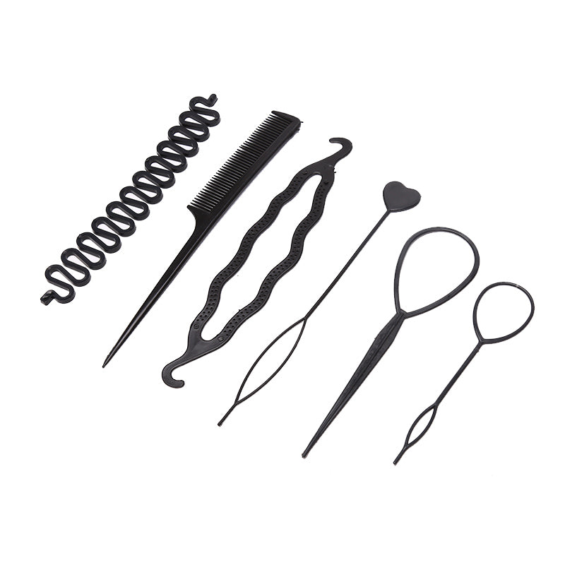 6 PCS Hairstyle Braiding Tools Pull-through Hair Needle Dispenser Hair Comb
