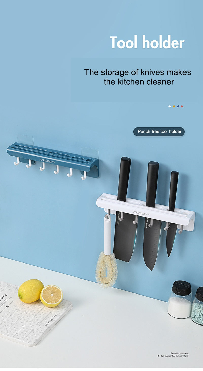 Multi Functional Wall-Mounted Knife Holder Storage Shelf New