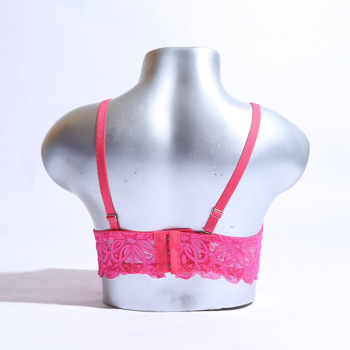 WOMEN LACE G-STRING PADDED BRA - SHOCKING PINK ( 1056 )