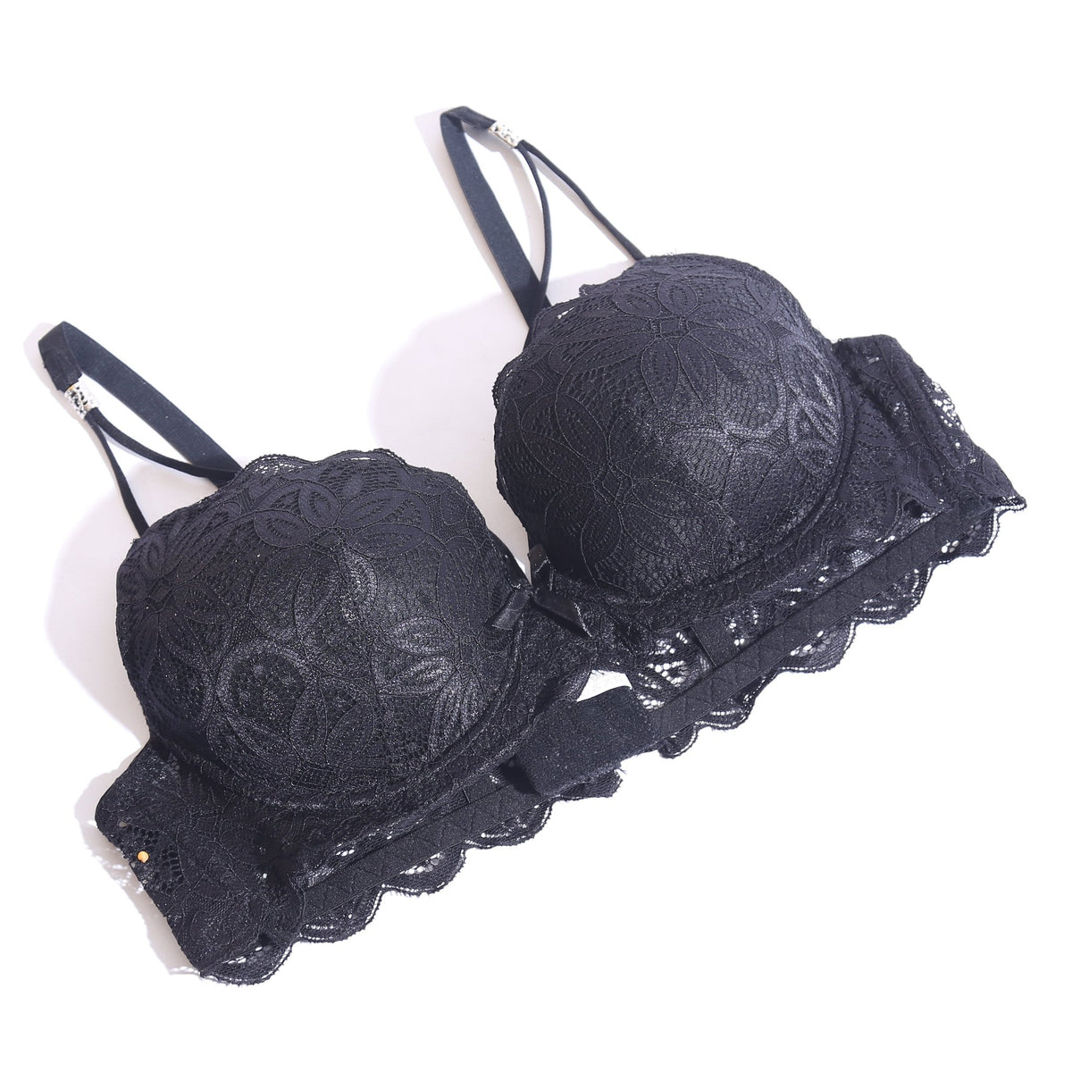 WOMEN LACE G-STRING PADDED BRA - BLACK ( 1059 )