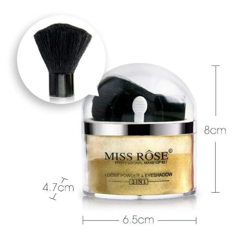 Miss Rose 2 In 1 Loose Powder Shinner And Eye Shadow ( Waterproof)