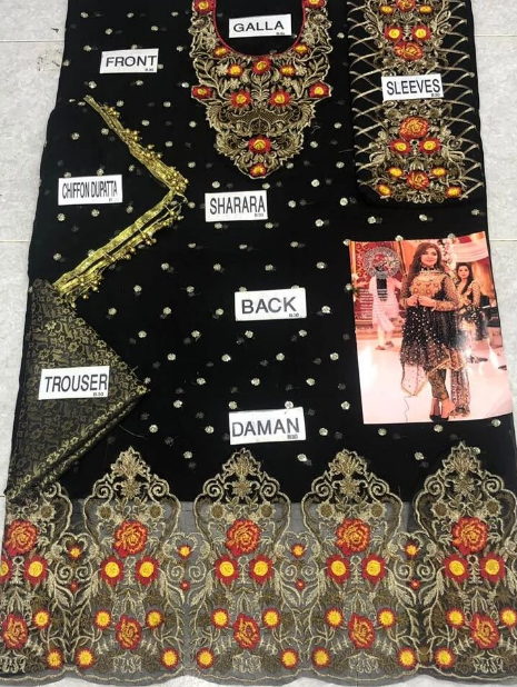 Kashee's Chiffon Dresses - Embroidered Chiffon Dupatta