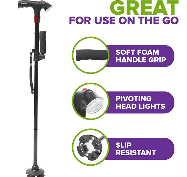 FOLDING TRUSTY CANE WITH LED LIGHTS