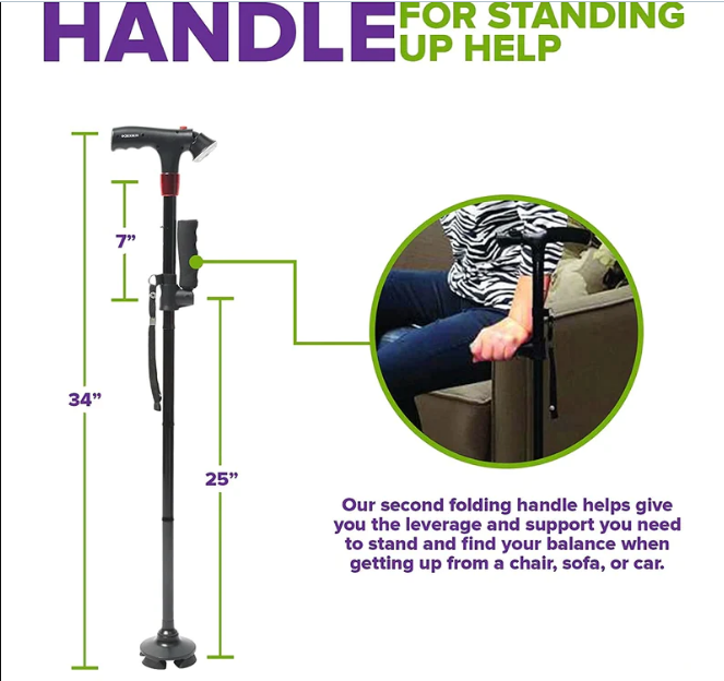 FOLDING TRUSTY CANE WITH LED LIGHTS