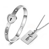 Heart Lock Bracelet & Key Necklace Set