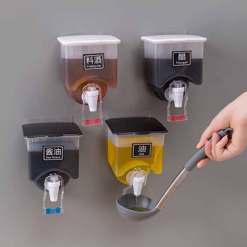 Oil Bottle Can Wall Mounted Liquid Tank Leak-proof