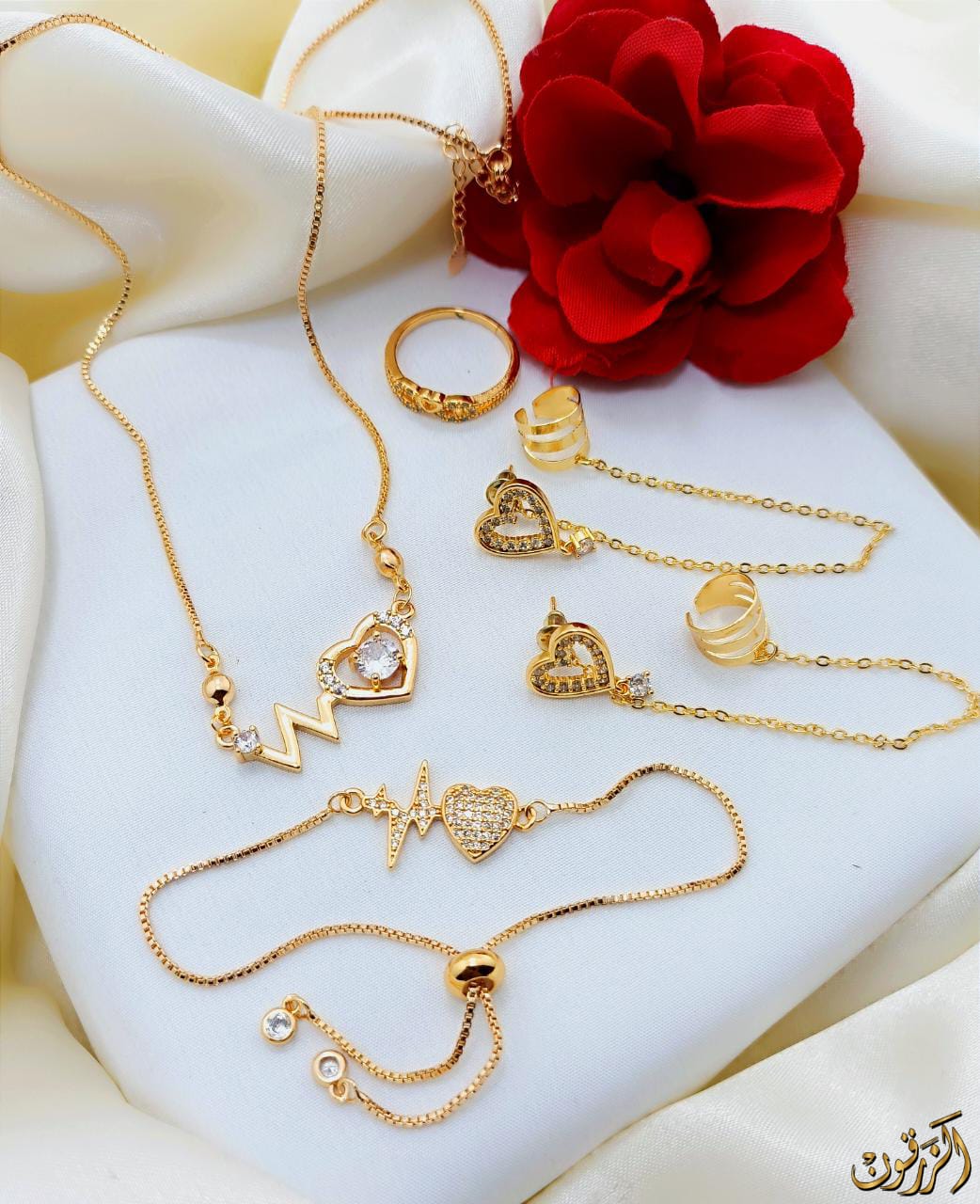 Fancy zircon Four piece Set Gold Plated