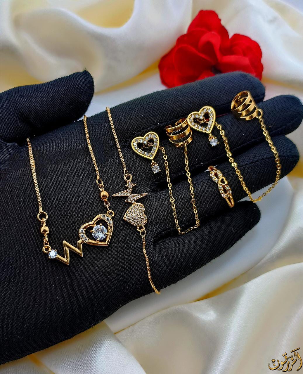 Fancy zircon Four piece Set Gold Plated